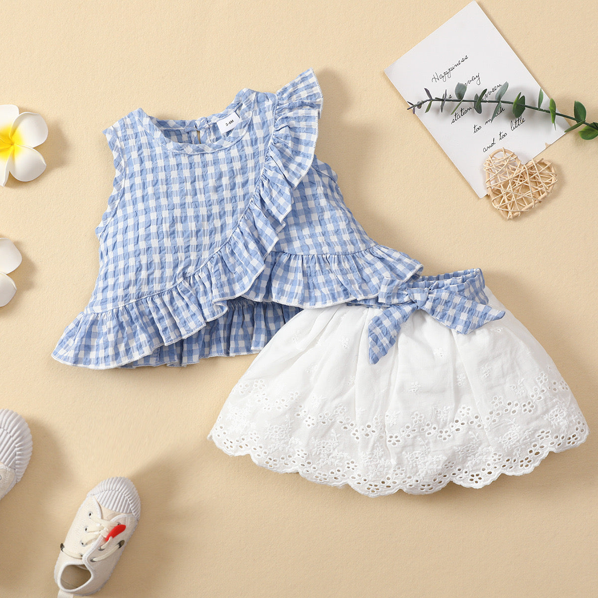 Checks top and skirt set
