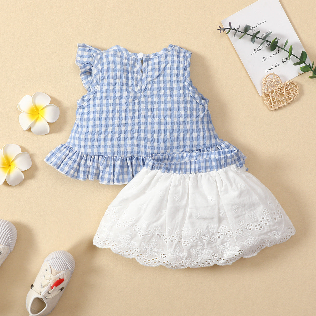 Checks top and skirt set