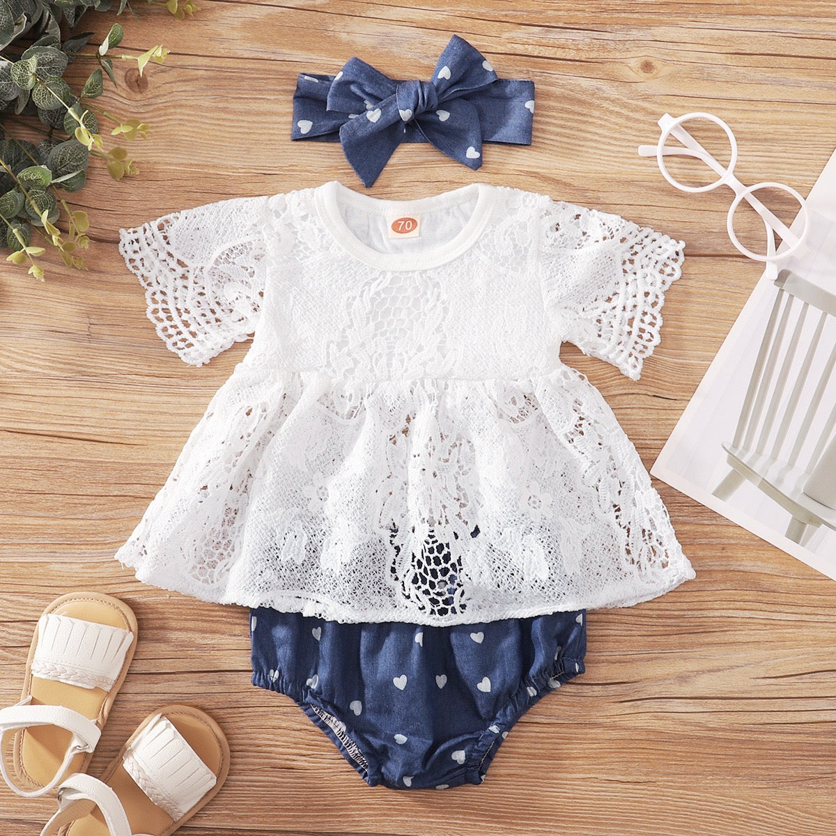 Heart printed bloomer set