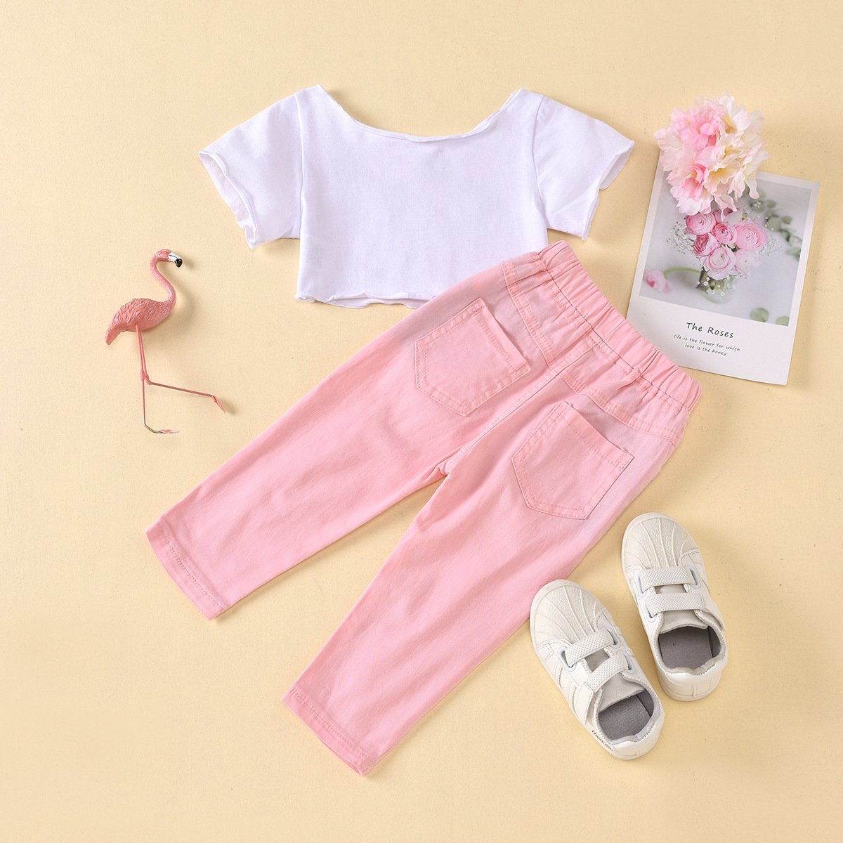 Ice cream crop top and rugged denim set