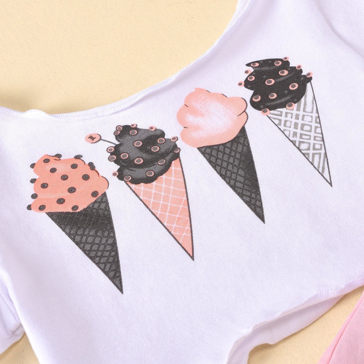 Ice cream crop top and rugged denim set