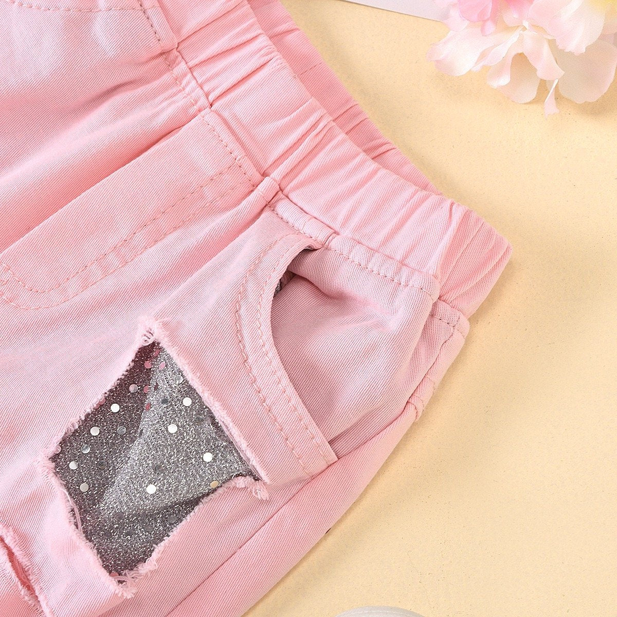 Ice cream crop top and rugged denim set