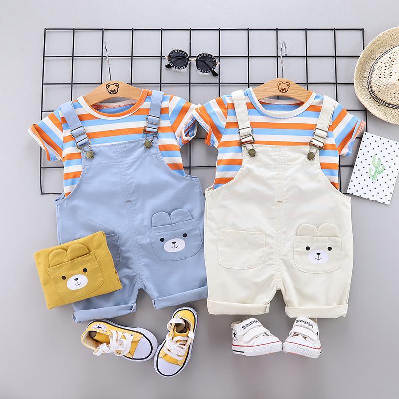 Bear pocket dungaree set