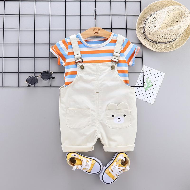 Bear pocket dungaree set