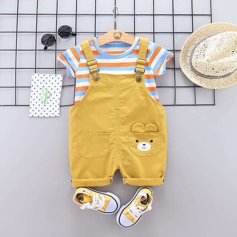 Bear pocket dungaree set