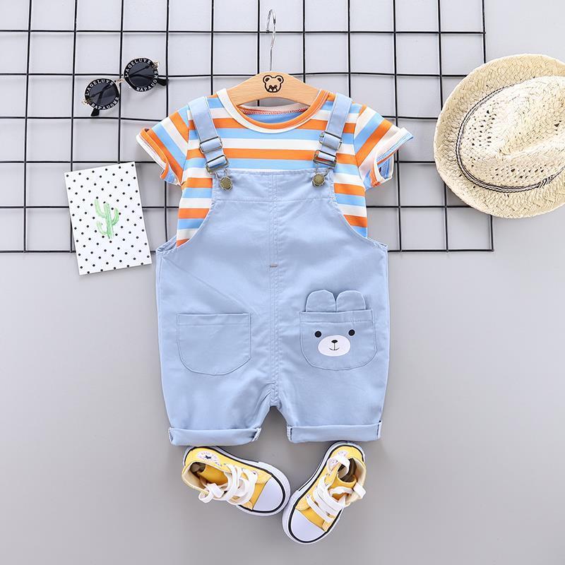 Bear pocket dungaree set