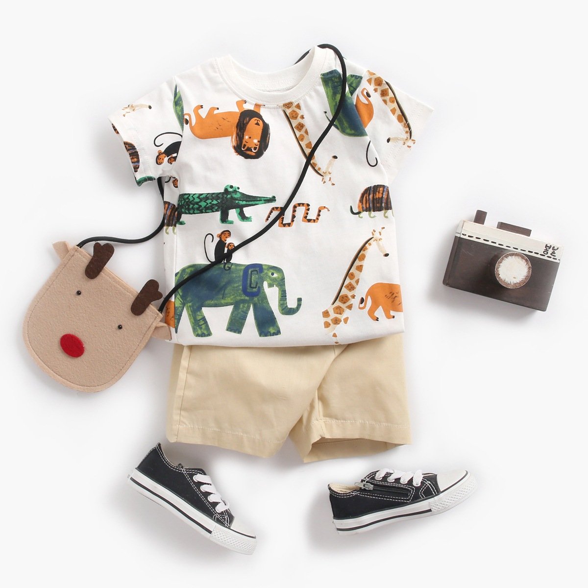 Jungle theme tee and shorts set