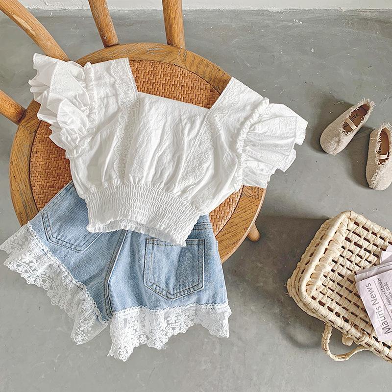 Flower Embroidered Top & Shorts Set