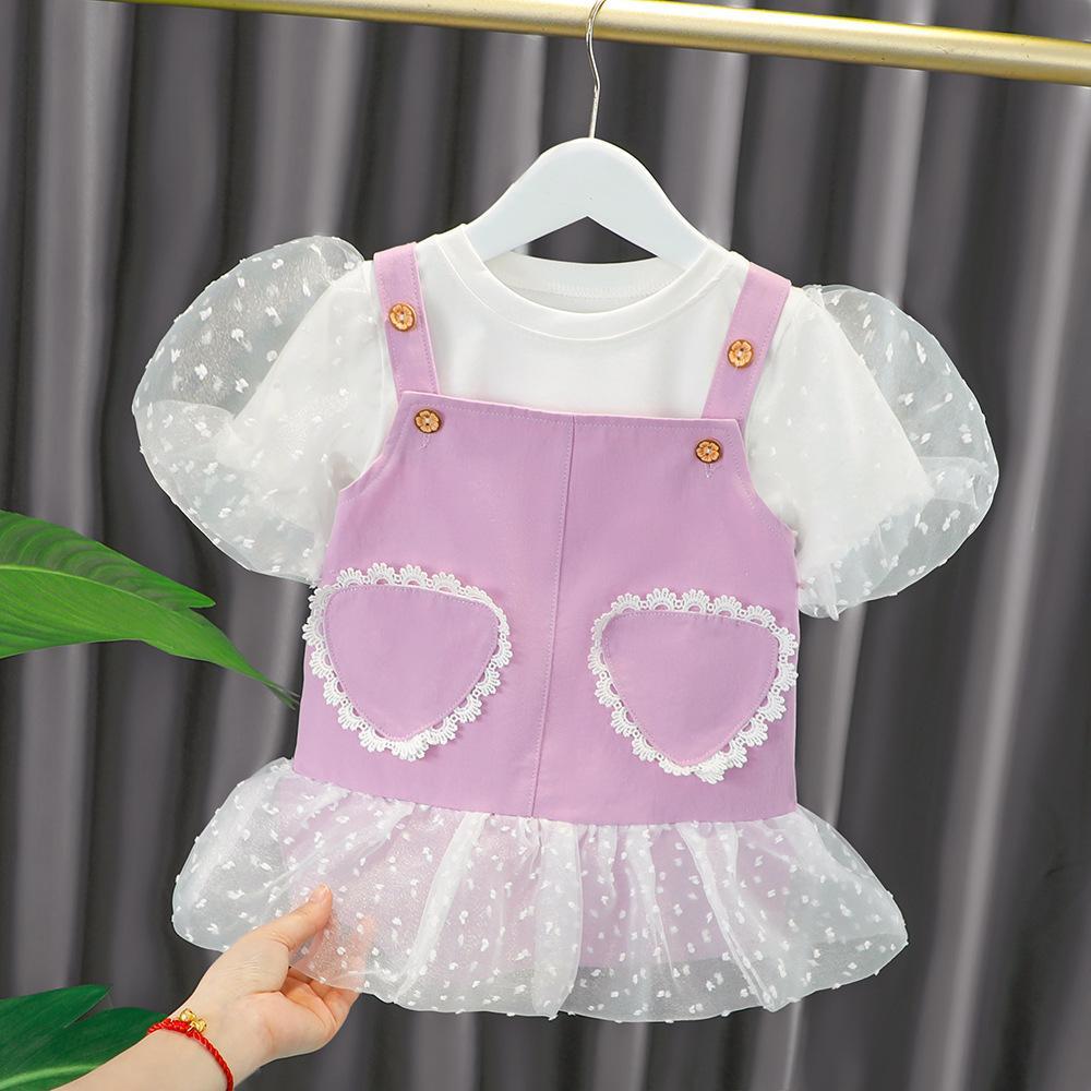 Lace dungaree and t-shirt set