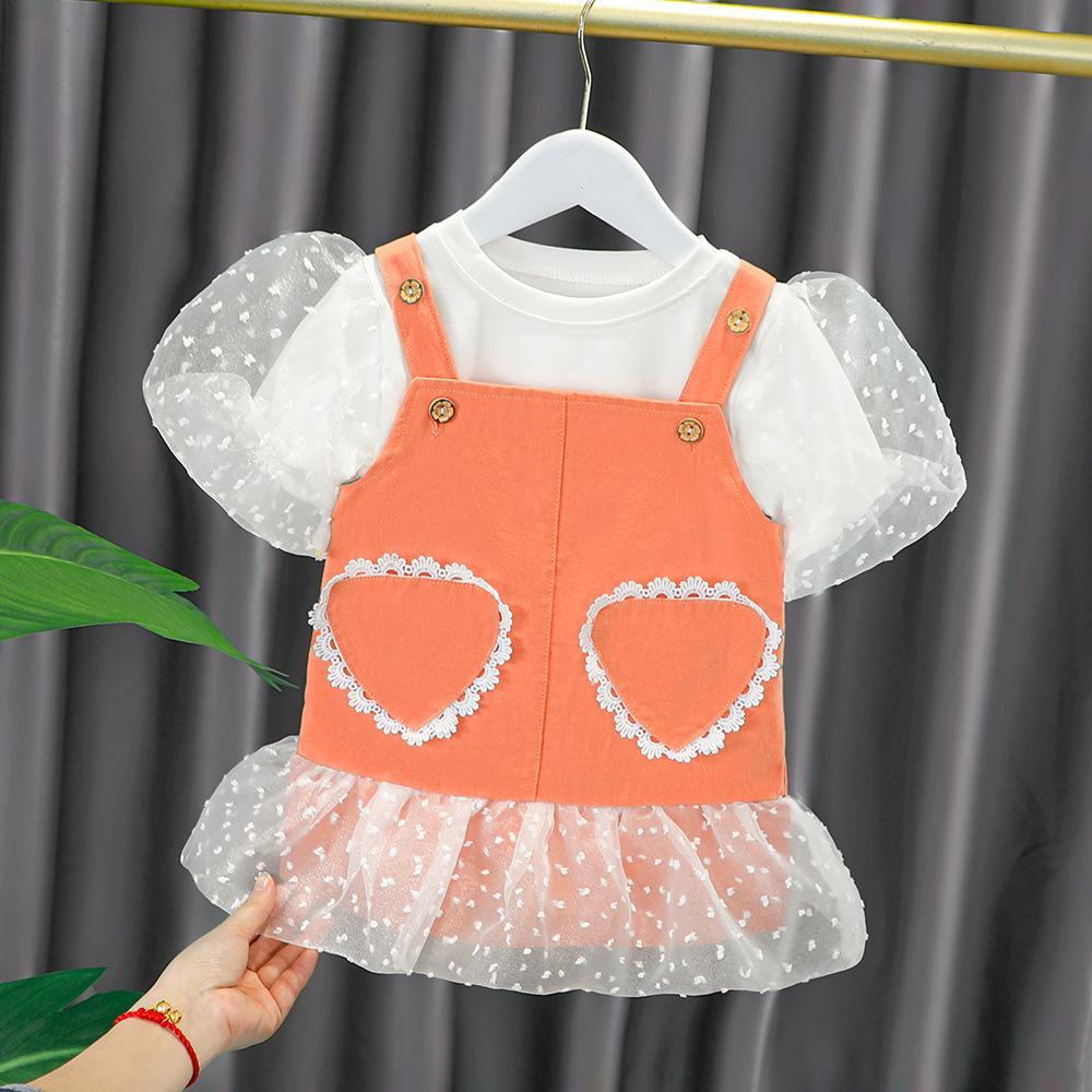 Lace dungaree and t-shirt set