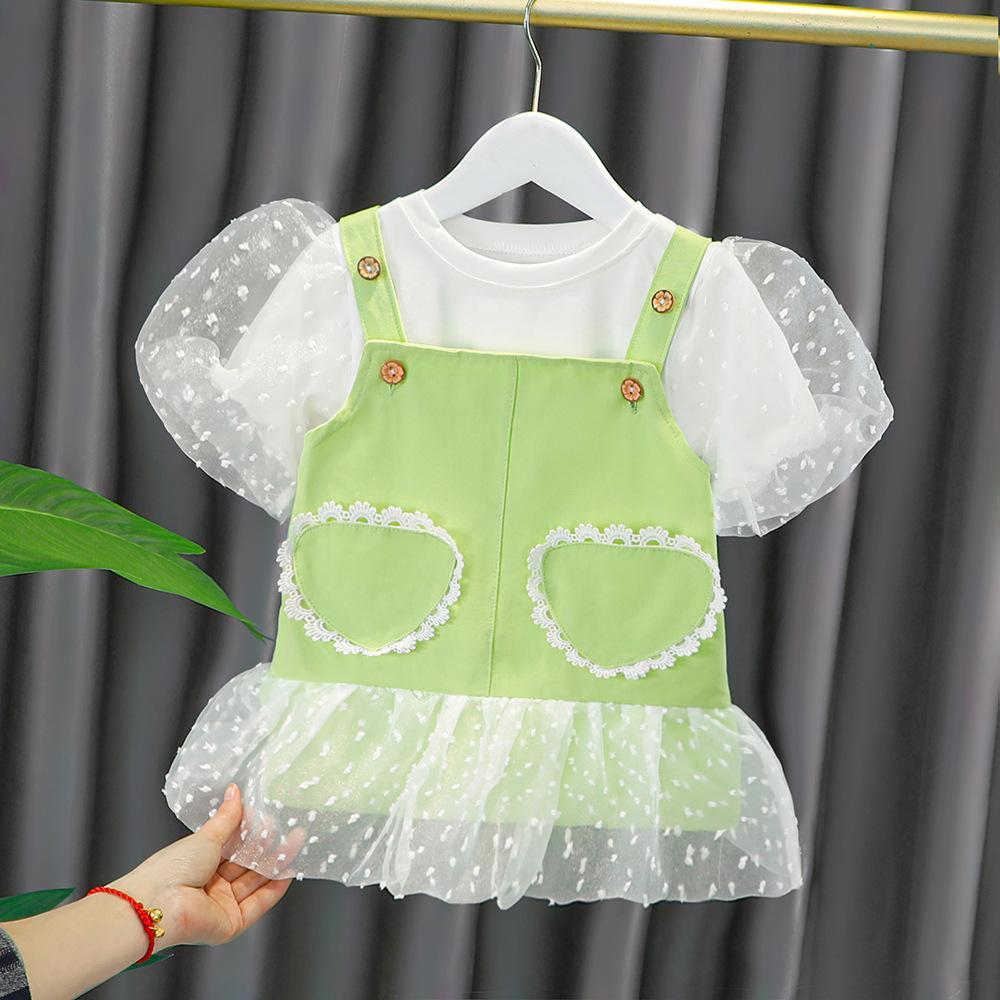 Lace dungaree and t-shirt set