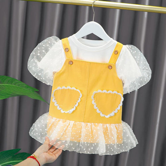 Lace dungaree and t-shirt set