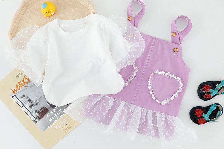 Lace dungaree and t-shirt set