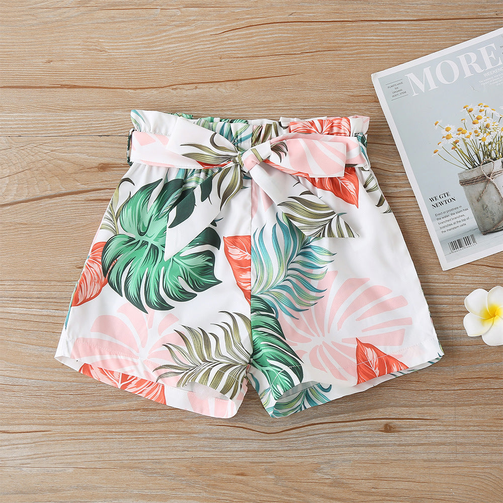 Textured crop top and floral shorts set