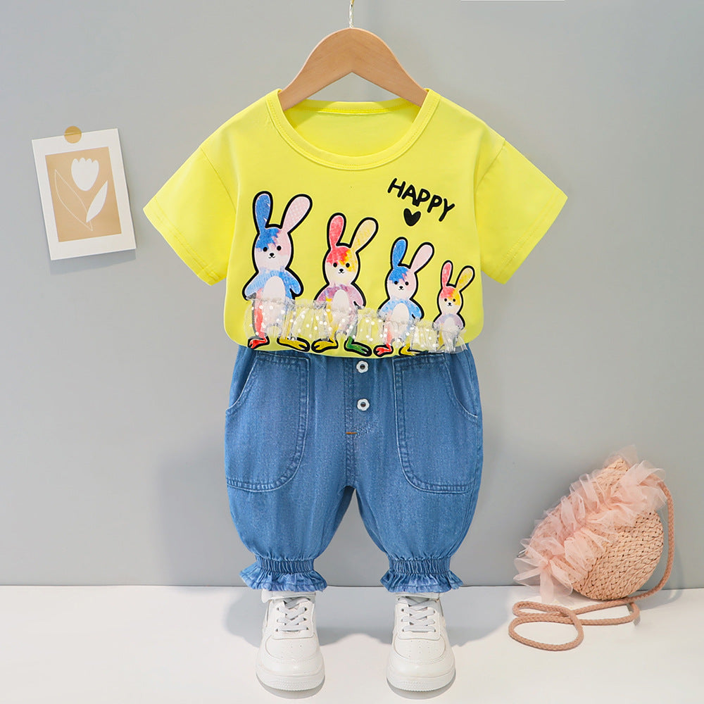 Happy printed t-shirt and baggy denim set