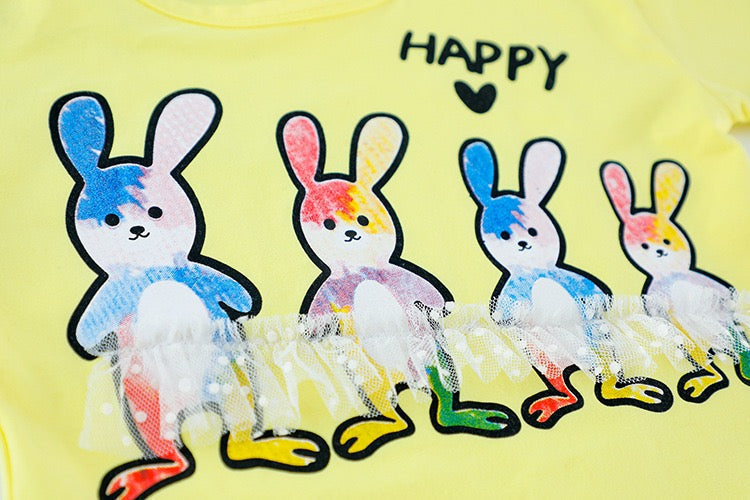 Happy printed t-shirt and baggy denim set