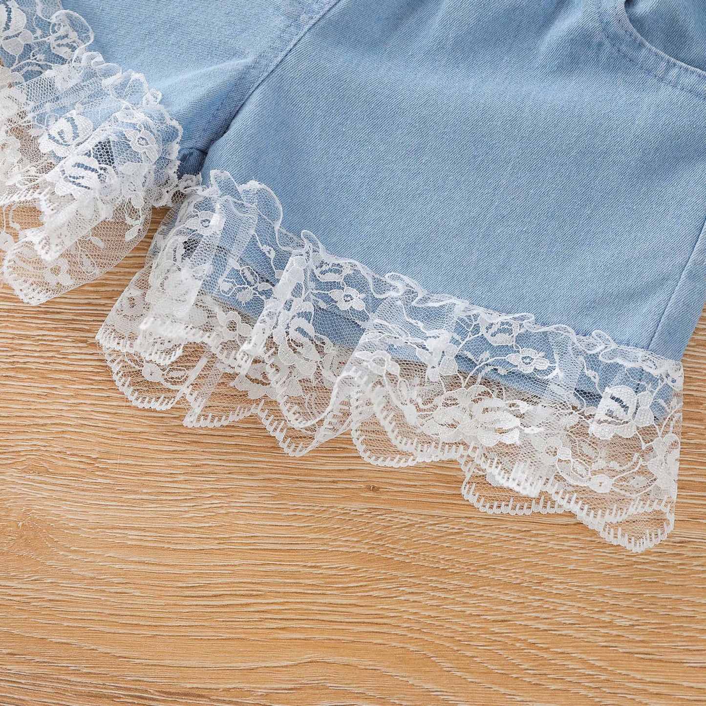 Floral Flutter sleeve top and lace shorts set