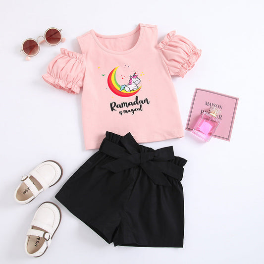 Unicorn Printed t-shirt and shorts set