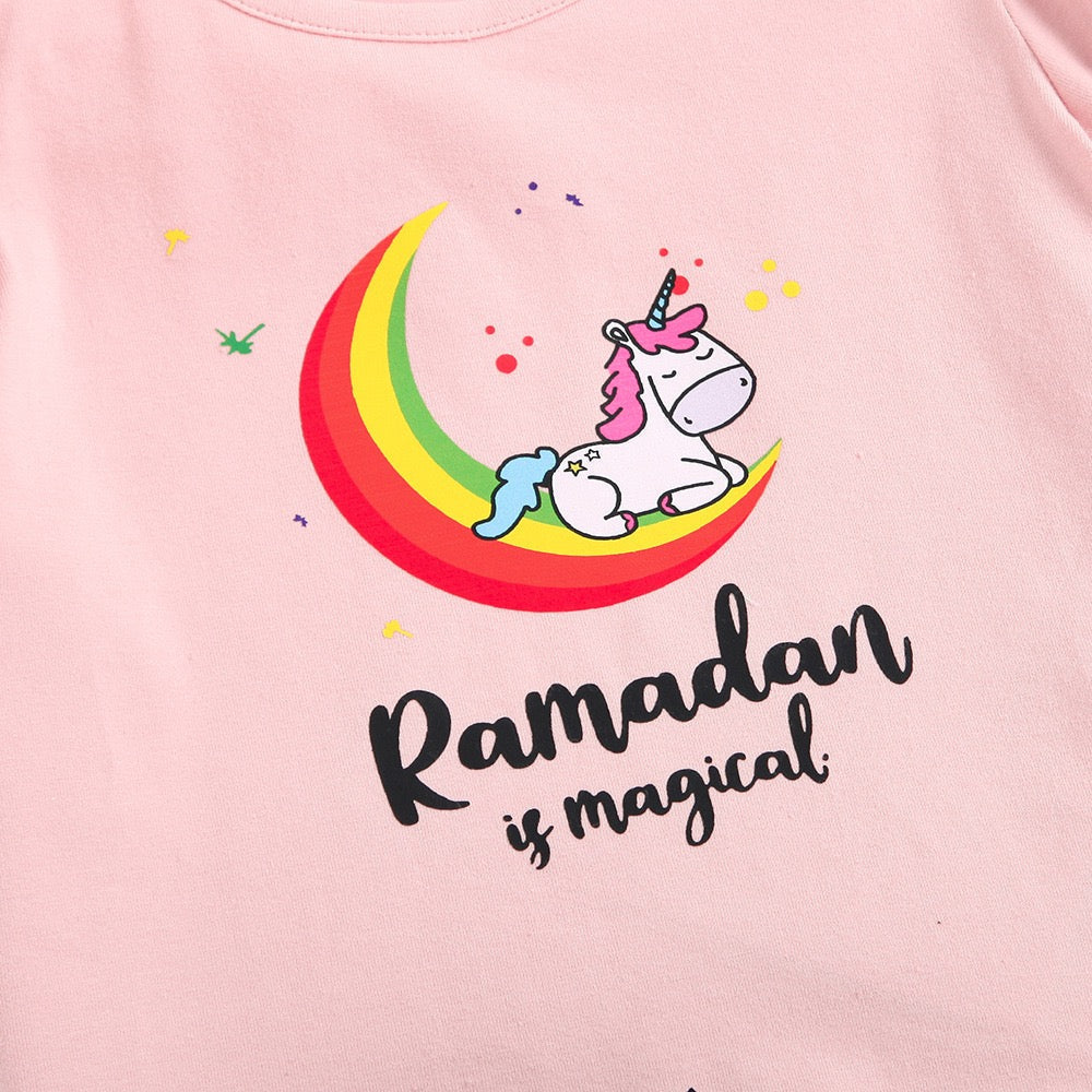 Unicorn Printed t-shirt and shorts set