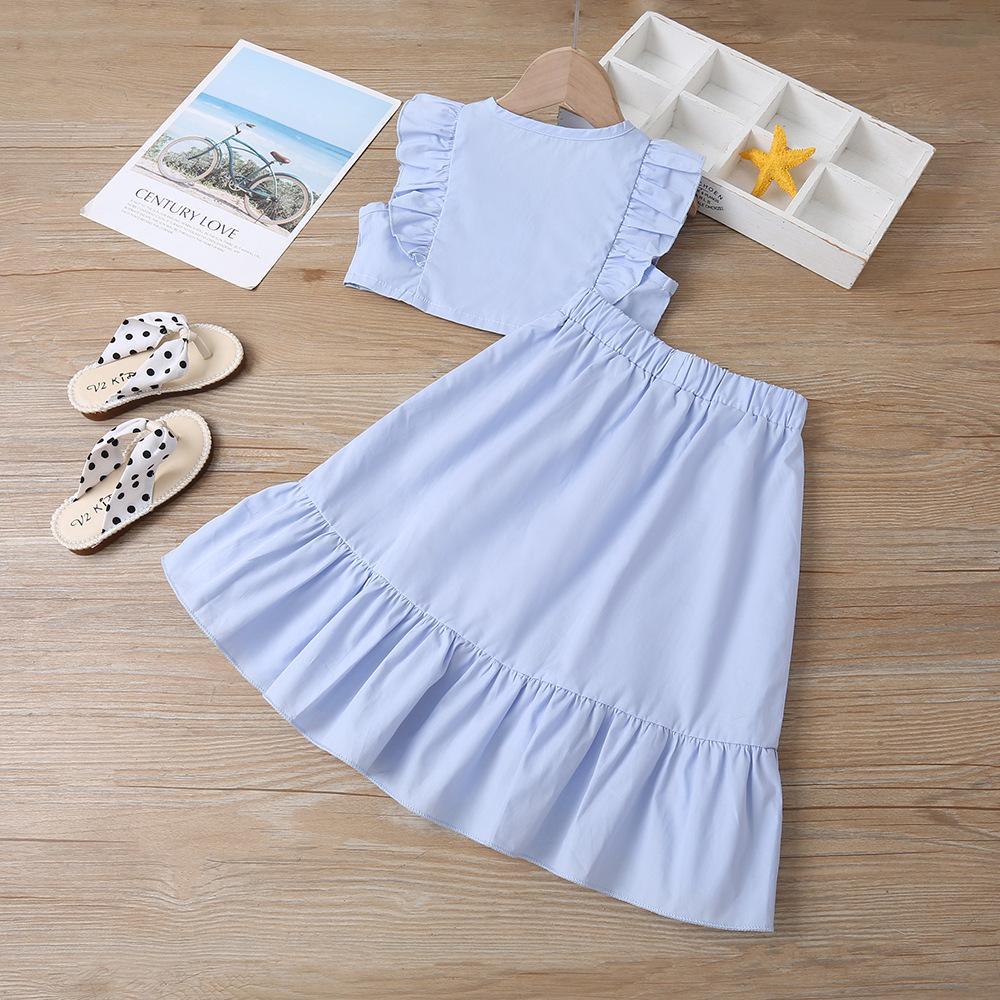 Buttoned ruffle top and long skirt set