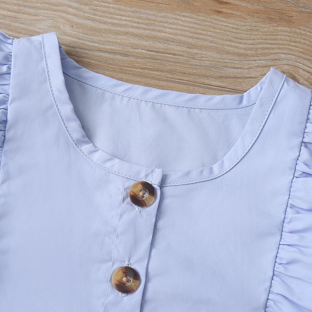 Buttoned ruffle top and long skirt set