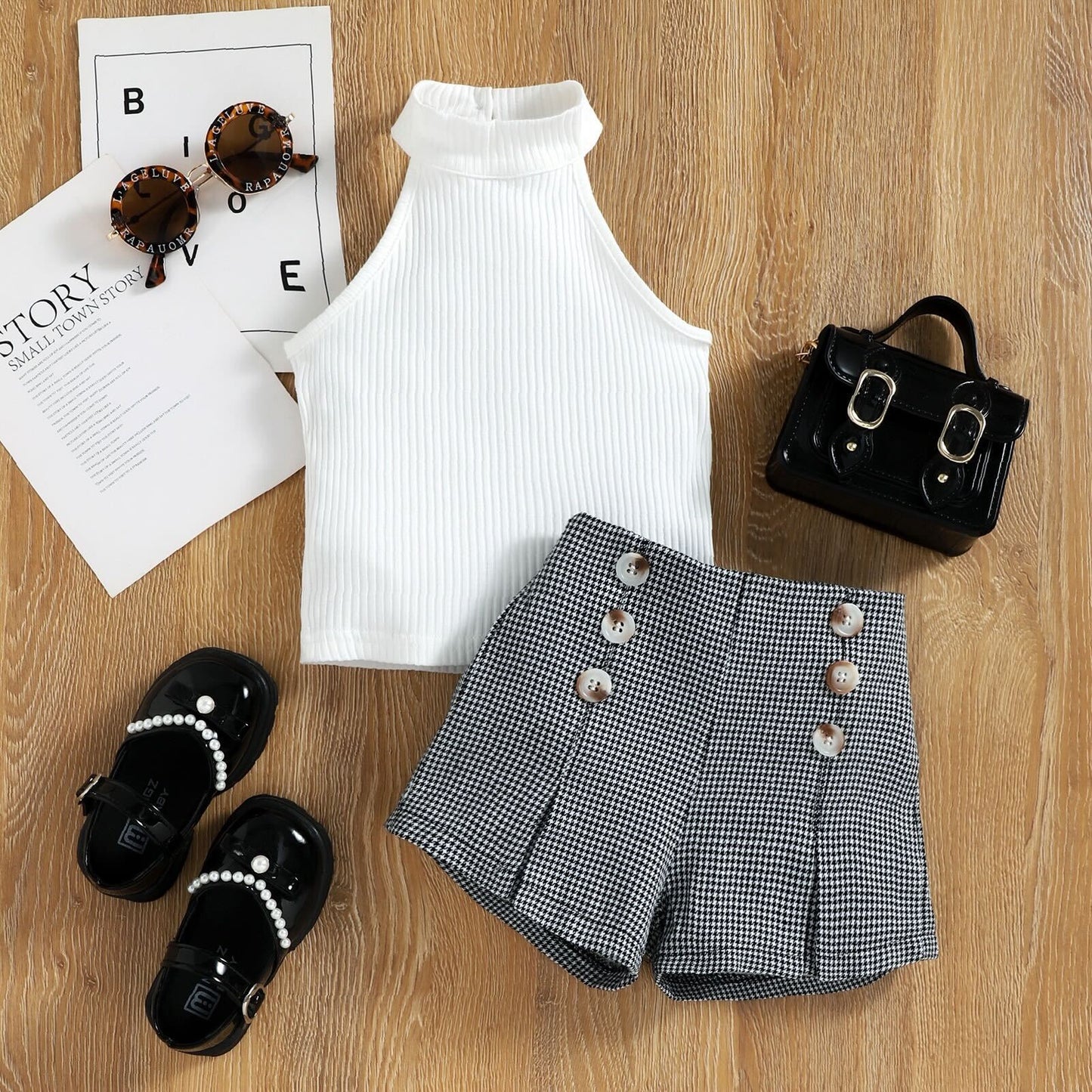 High waist shorts set