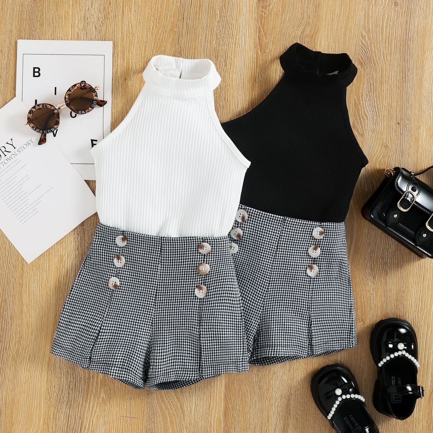 High waist shorts set