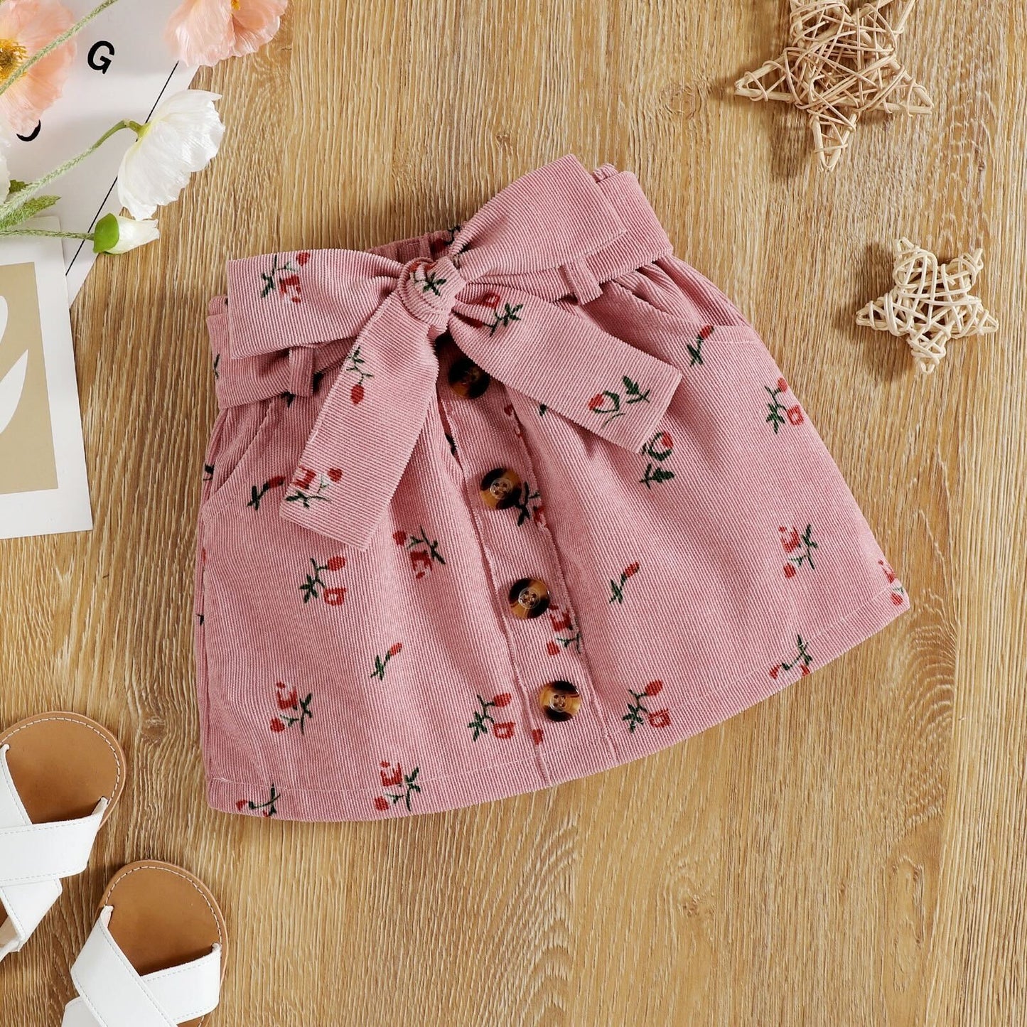 Buttoned skirt and top set