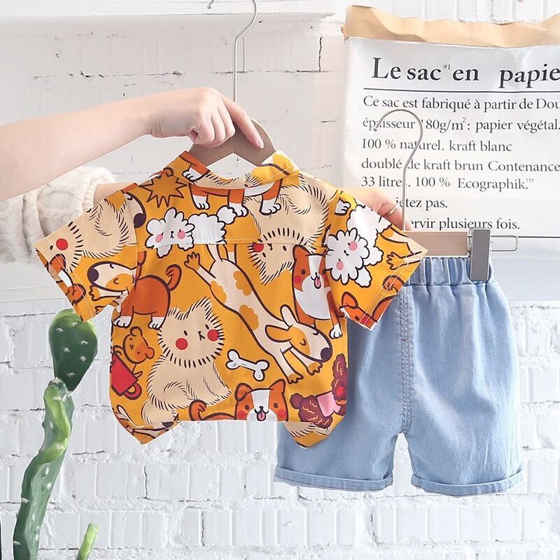 Cat Printed shirt and shorts set