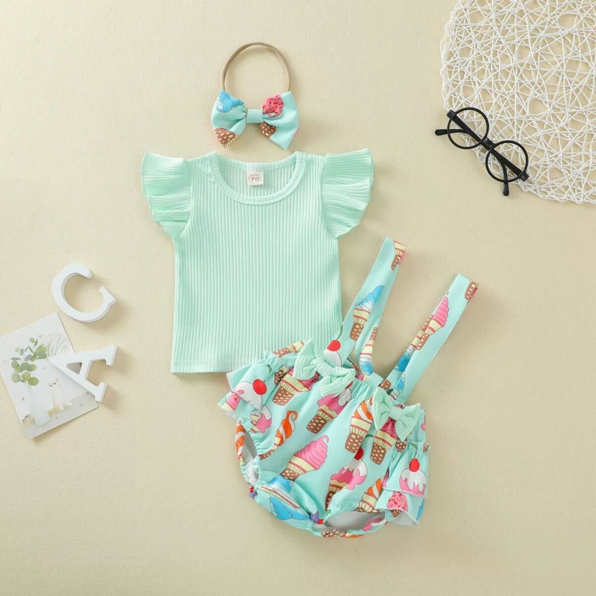 Candy and rainbow printed dungaree set