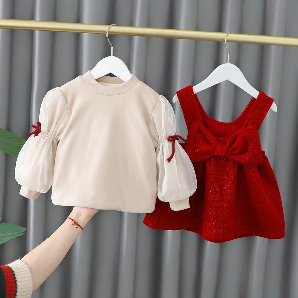 Bow winter dress with high neck top