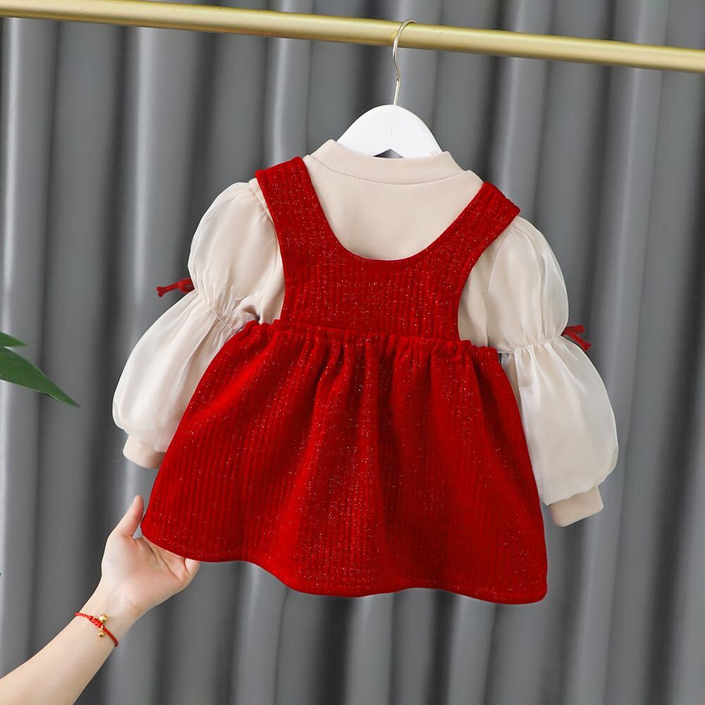 Bow winter dress with high neck top