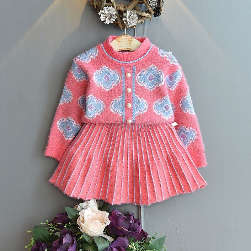Wool top and skirt set