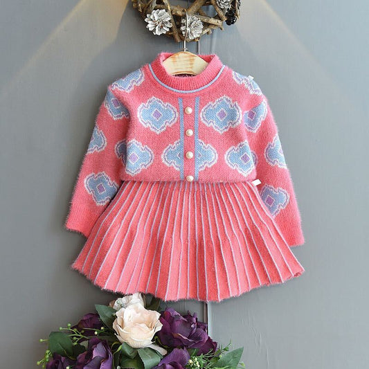 Wool top and skirt set