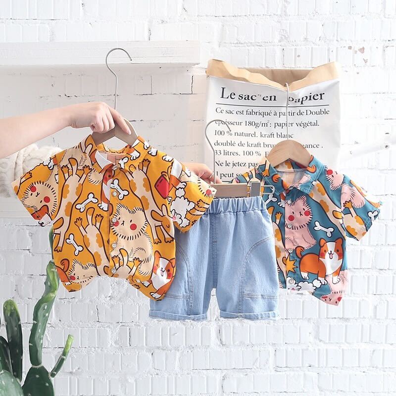 Cat Printed shirt and shorts set