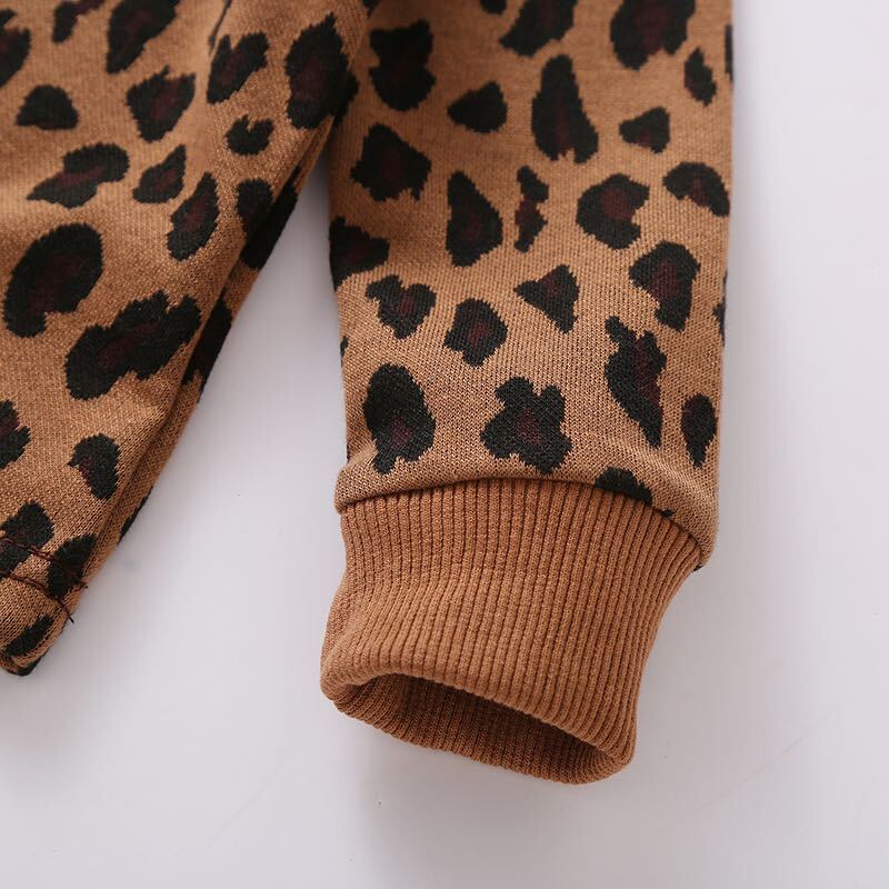 Leopard pullover and faux leather skirt set