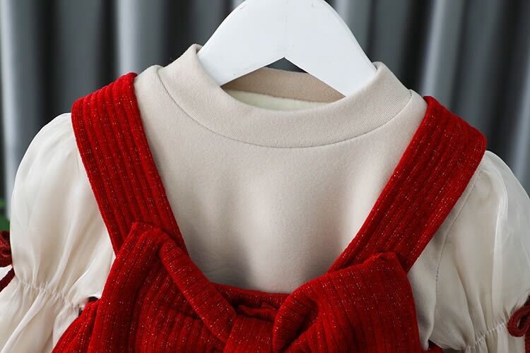 Bow winter dress with high neck top