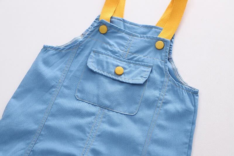 Solid Dungaree and T-shirt Set