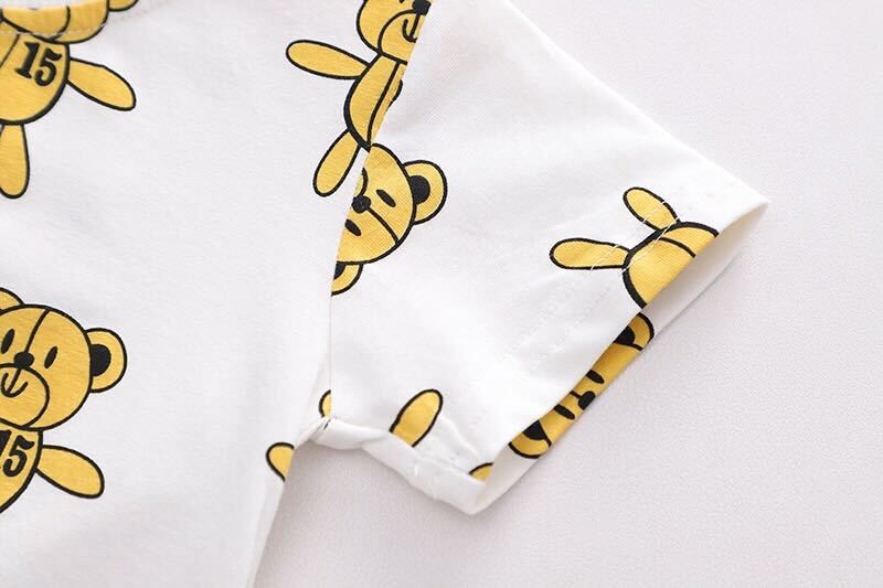 Bear Printed T-shirt and Dungaree Set