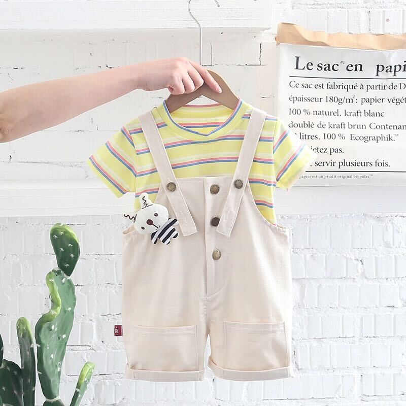 Striped T-shirt and Dungaree Set