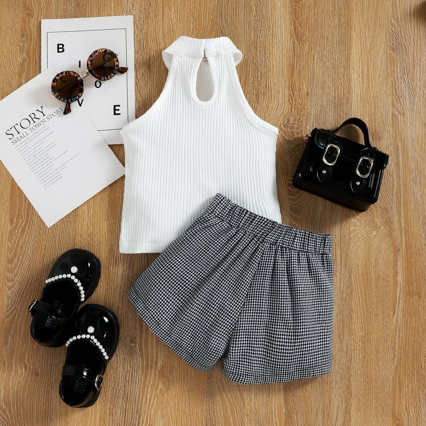 High waist shorts set