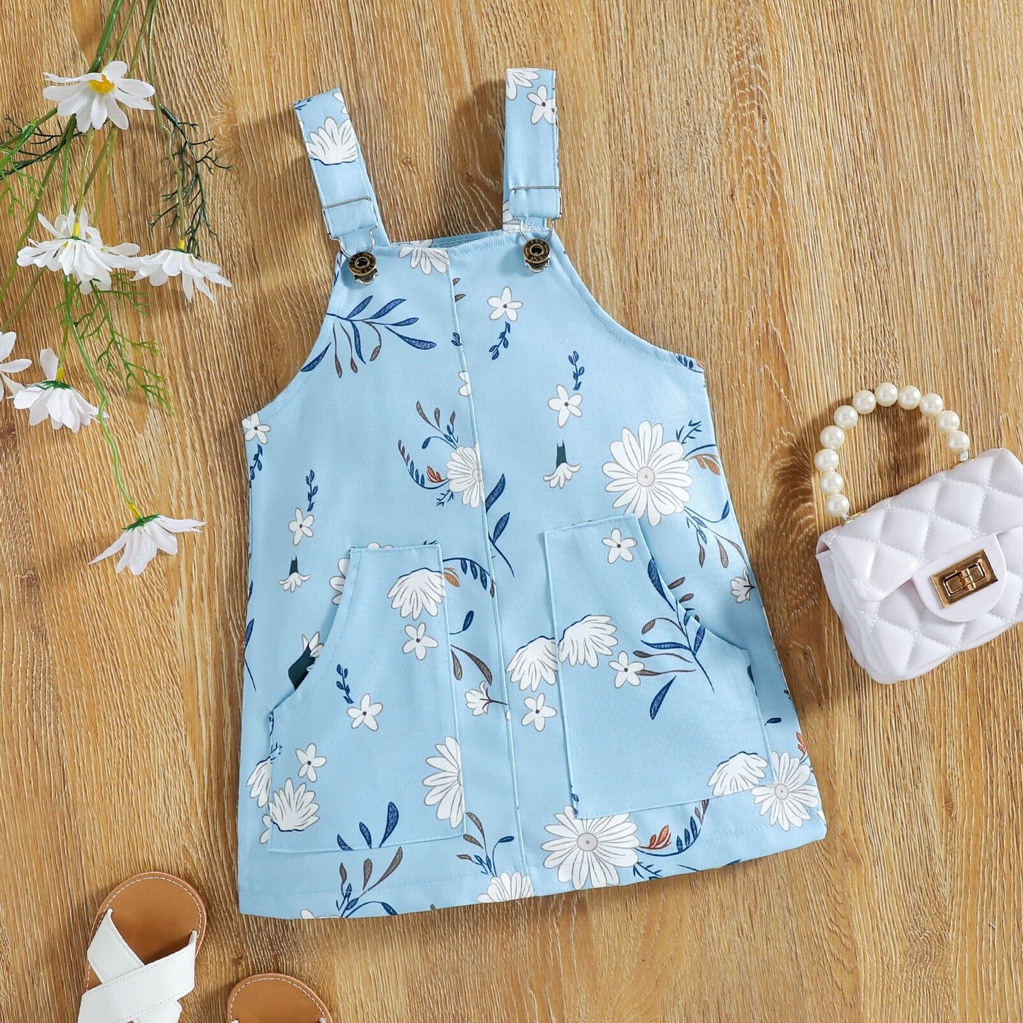 Floral dungaree and T-shirt set