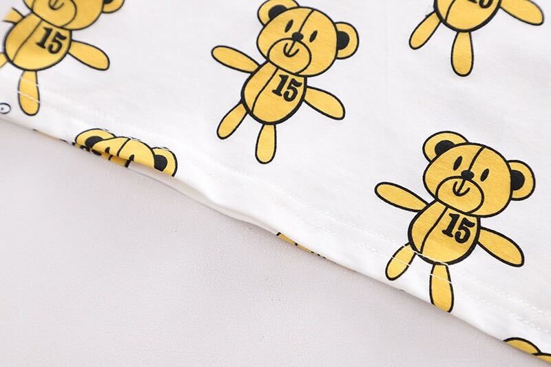 Bear Printed T-shirt and Dungaree Set