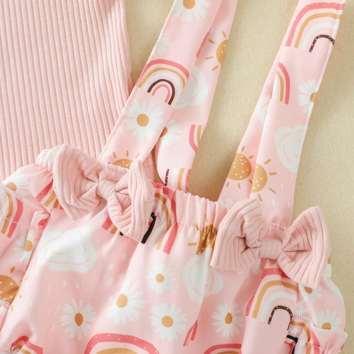 Candy and rainbow printed dungaree set
