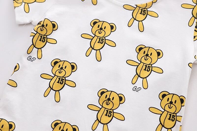 Bear Printed T-shirt and Dungaree Set