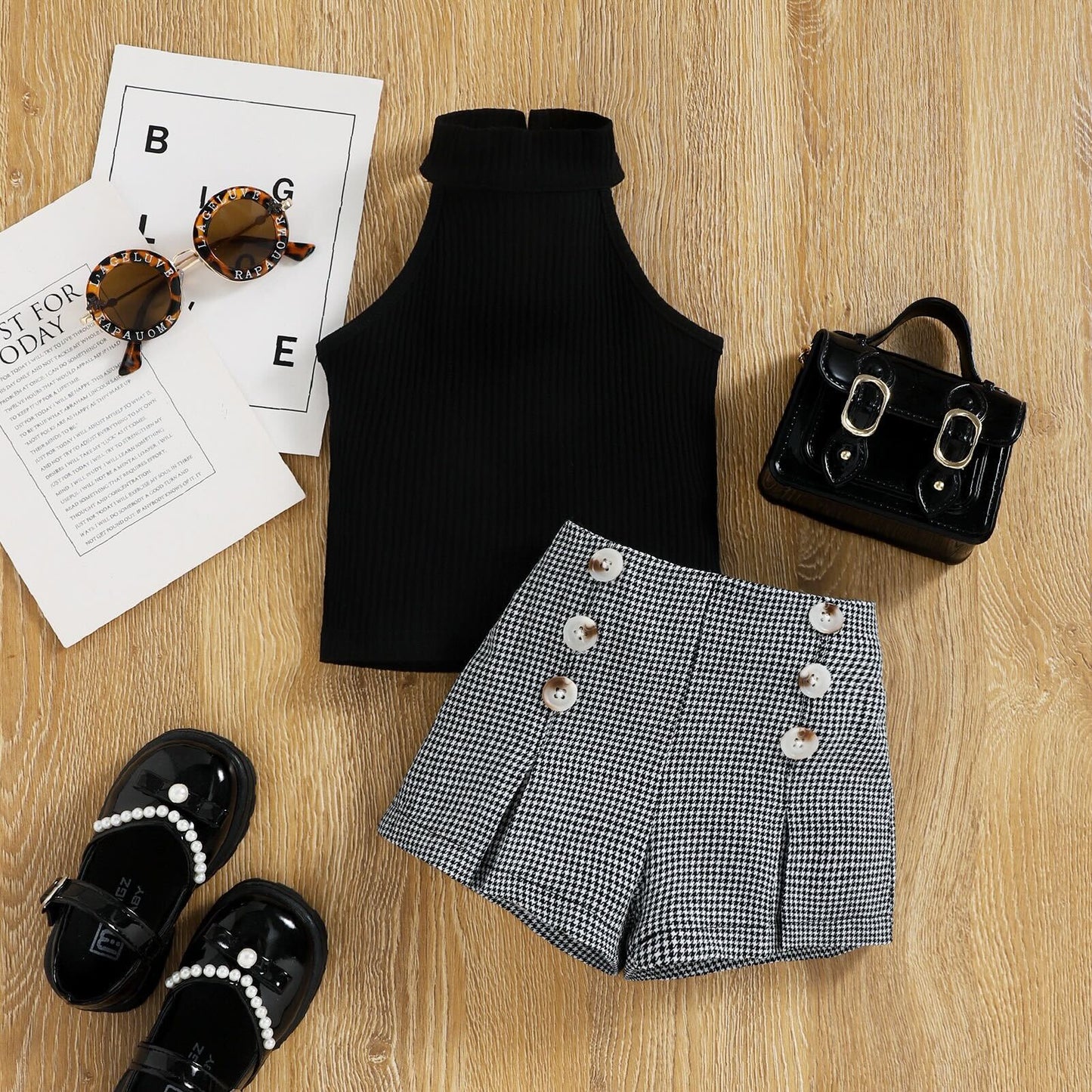High waist shorts set