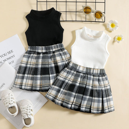 Checkered skirt and top set
