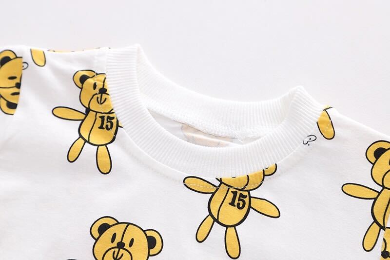 Bear Printed T-shirt and Dungaree Set