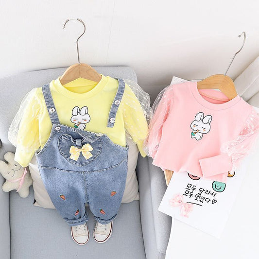 Carrot printed dungaree set