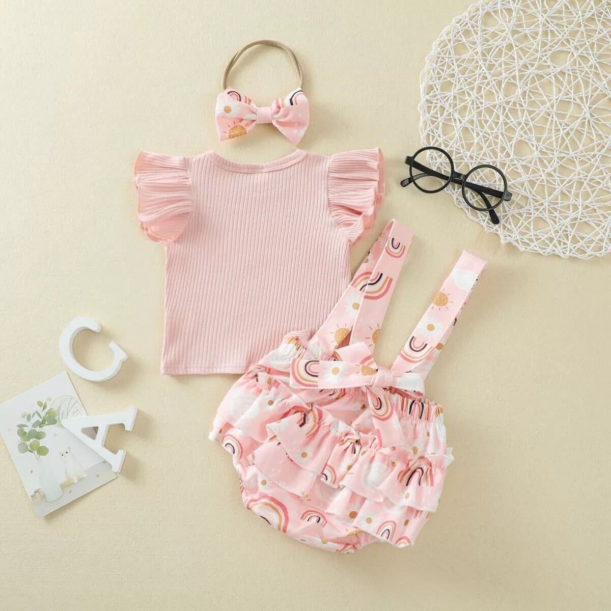 Candy and rainbow printed dungaree set